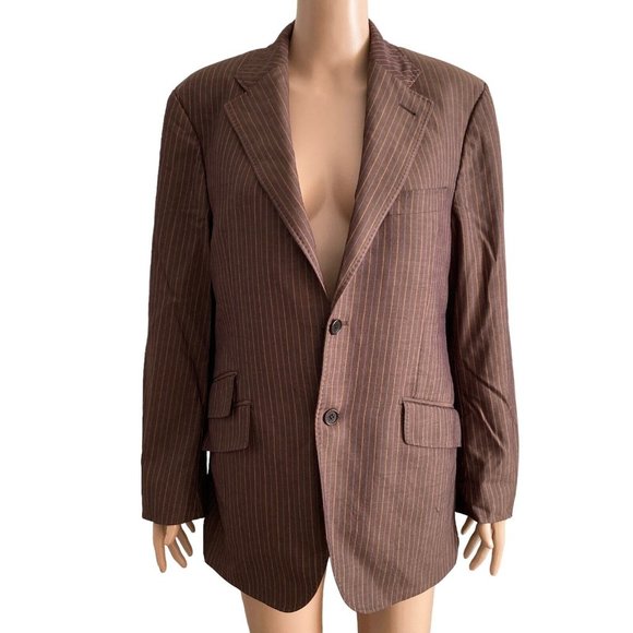 Kuhlman Blazer Womens 6R Brown Pinstripes 2 Button - Picture 10 of 10